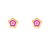 Pendientes Oro Amarillo Flor Nácar con Esmaltes